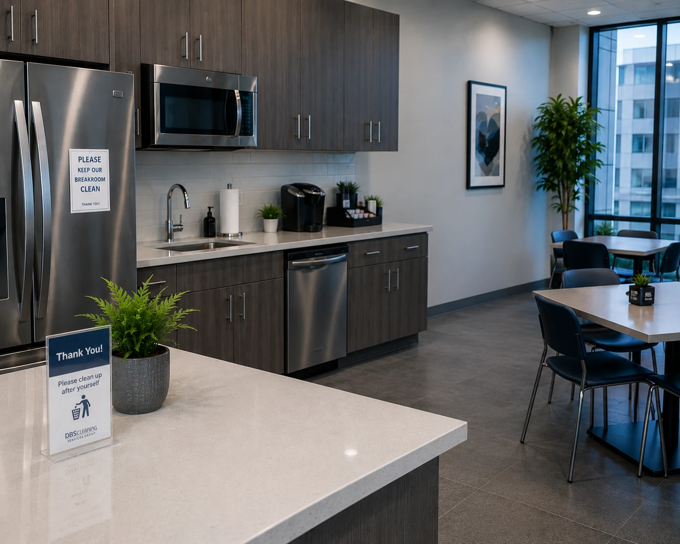 Corporate Building Cleaning in metro Atlanta — employee breakroom