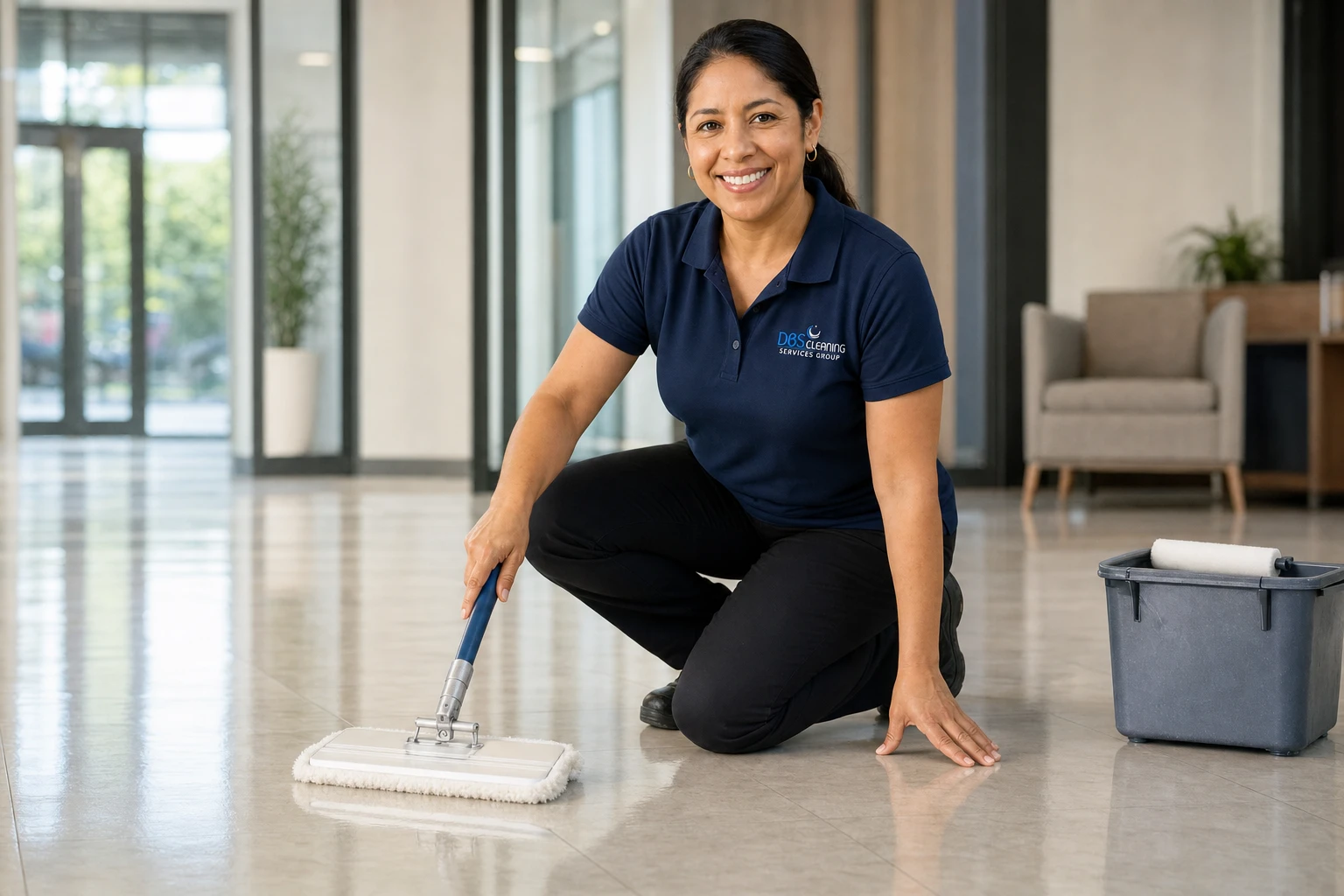 dull VCT floors Duluth — applying wax coats