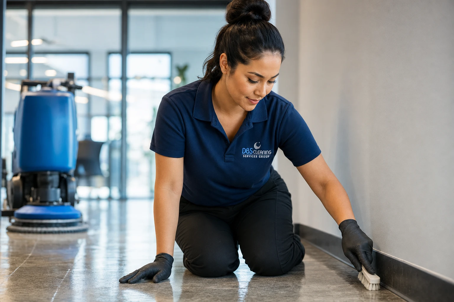floor waxing Decatur — edge corner detailing