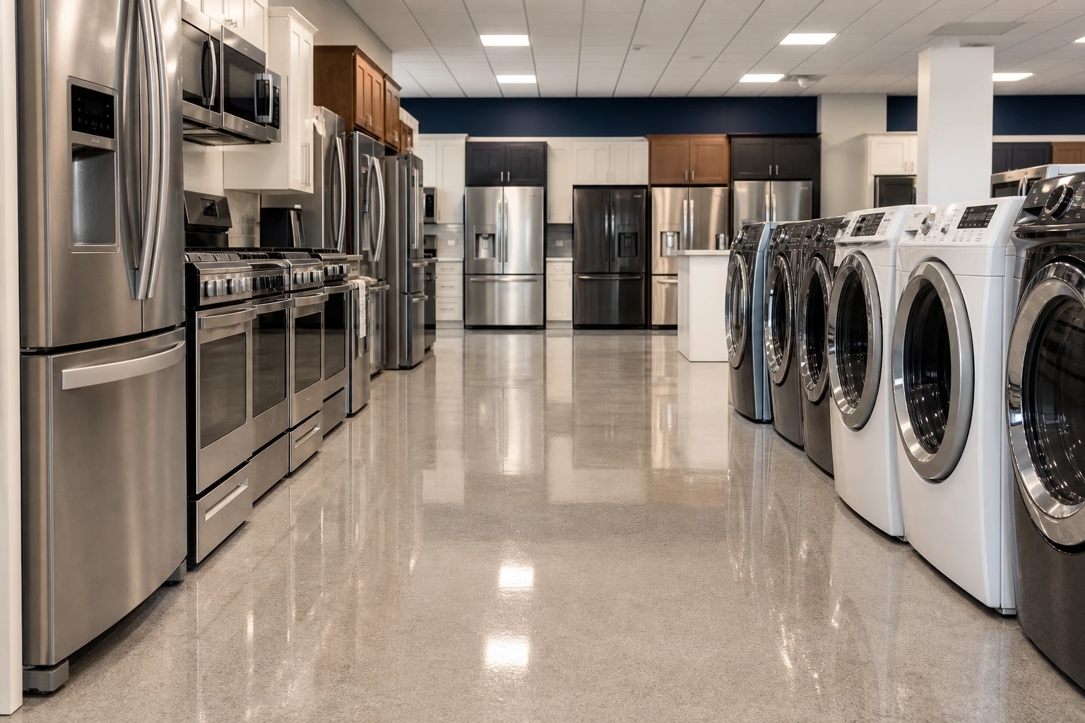 Large Retail Store Cleaning in metro Atlanta — appliance showroom aisle