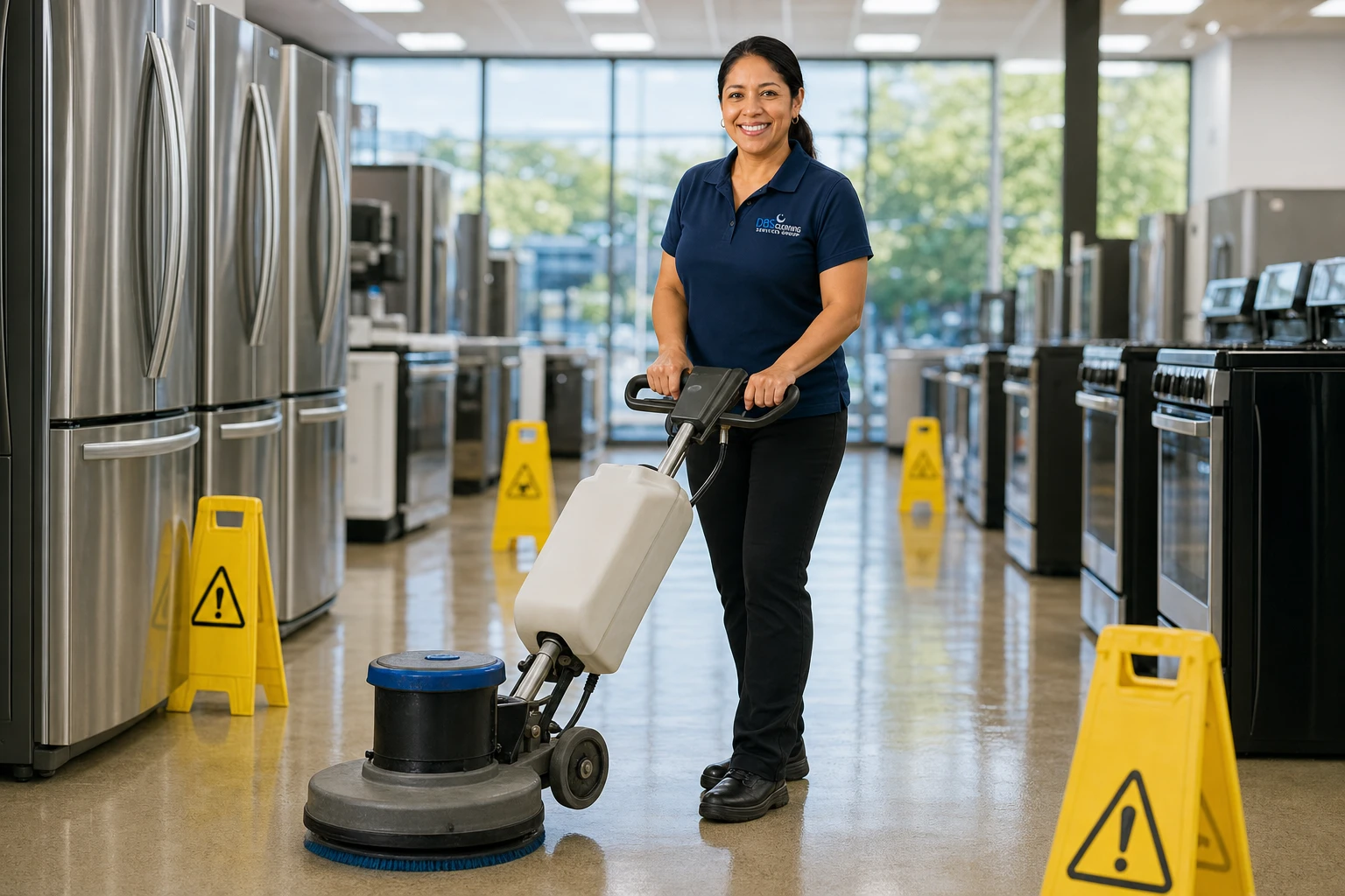 retail store cleaning Sandy Springs — floor strip after closing