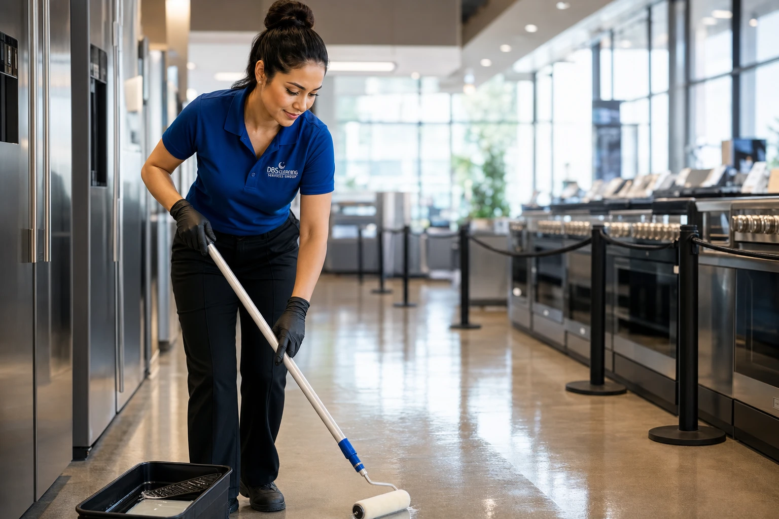 retail store cleaning Snellville — wax application showroom