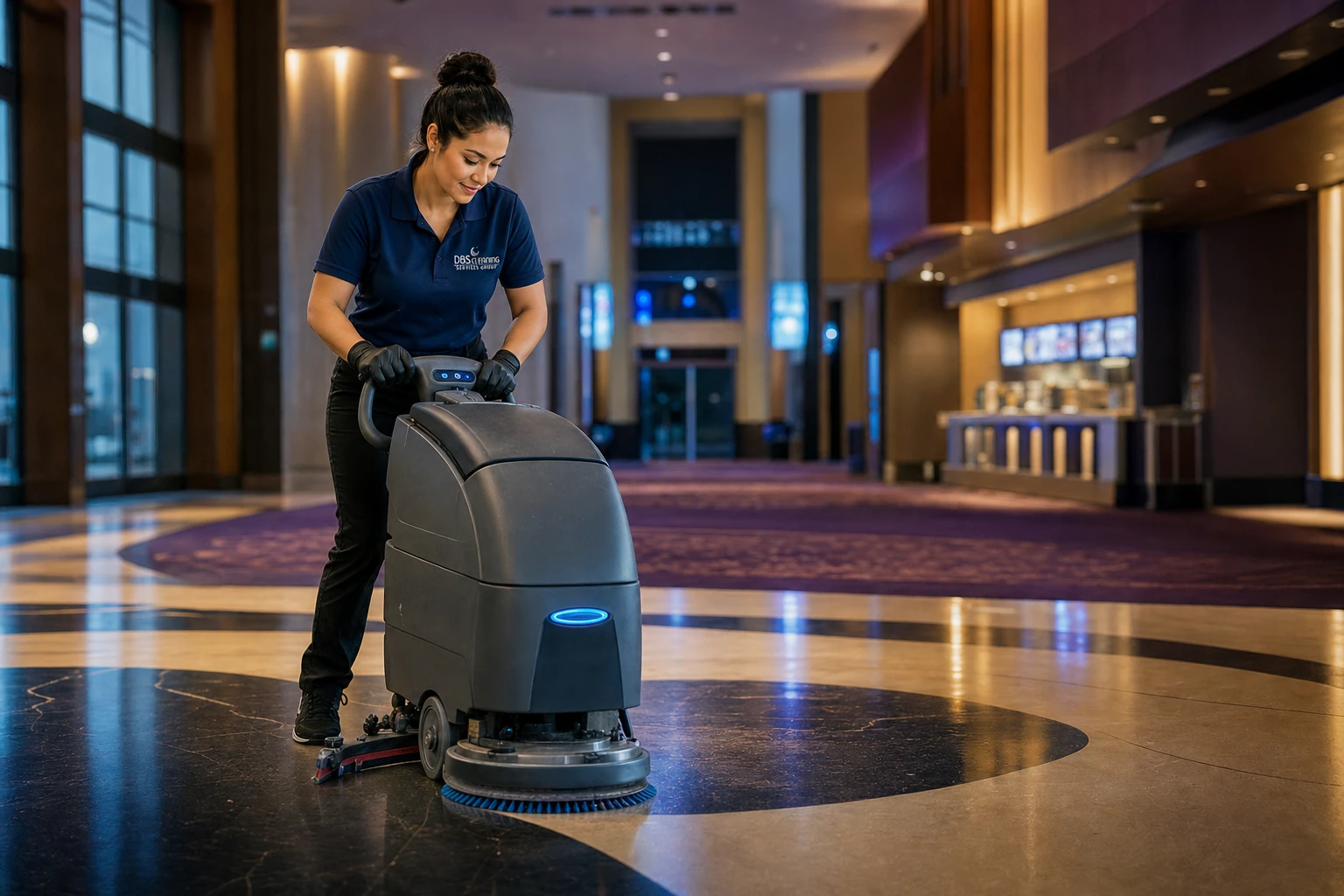 overnight vs daytime Lawrenceville — overnight floor scrubber